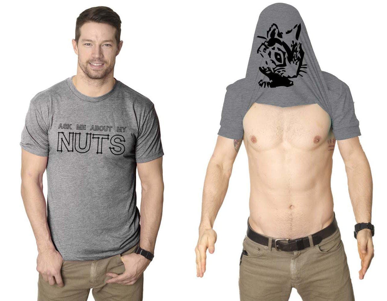 Ask Me About My Nuts Flip Men's Tshirt - Crazy Dog T-Shirts