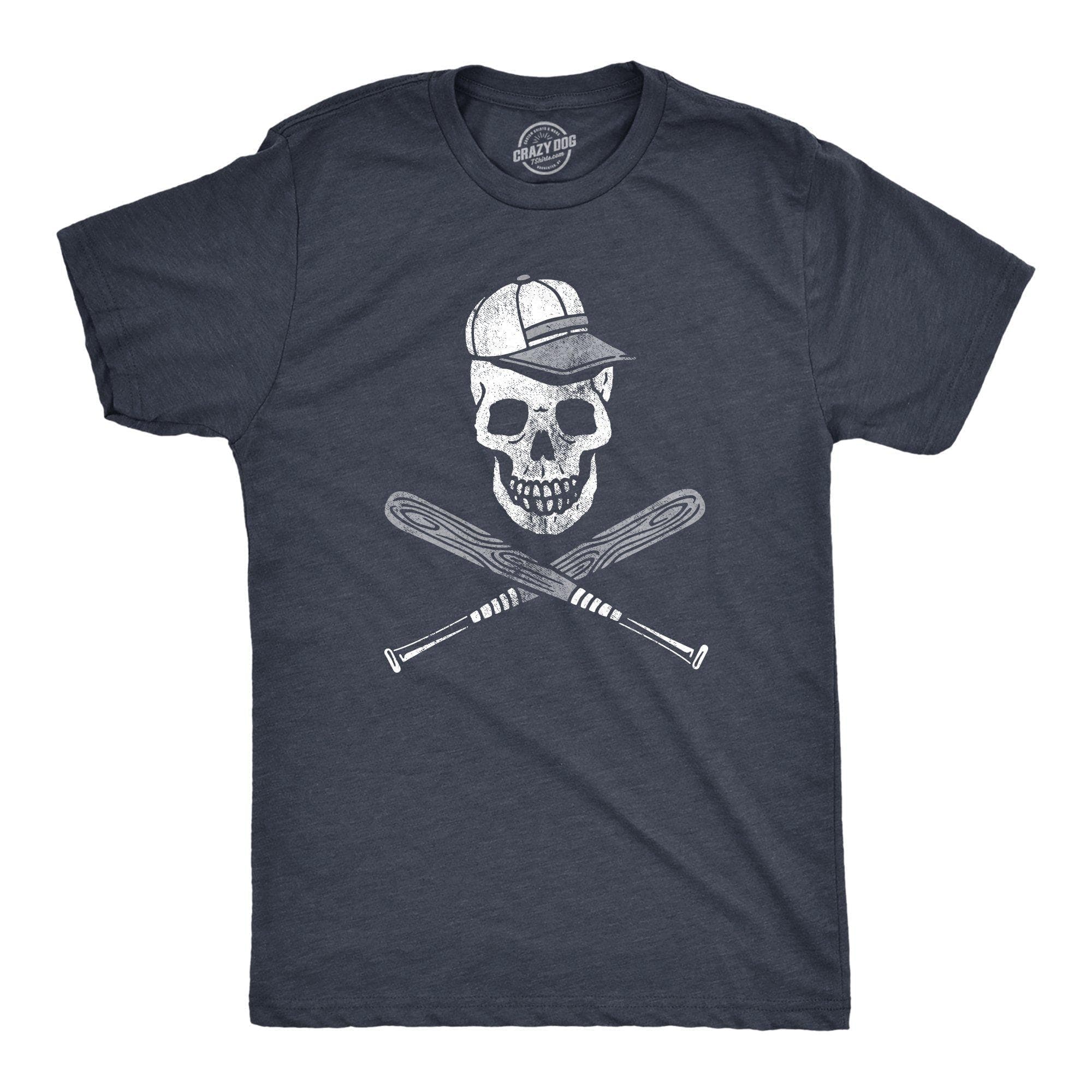 Baseball Skull Men's Tshirt - Crazy Dog T-Shirts