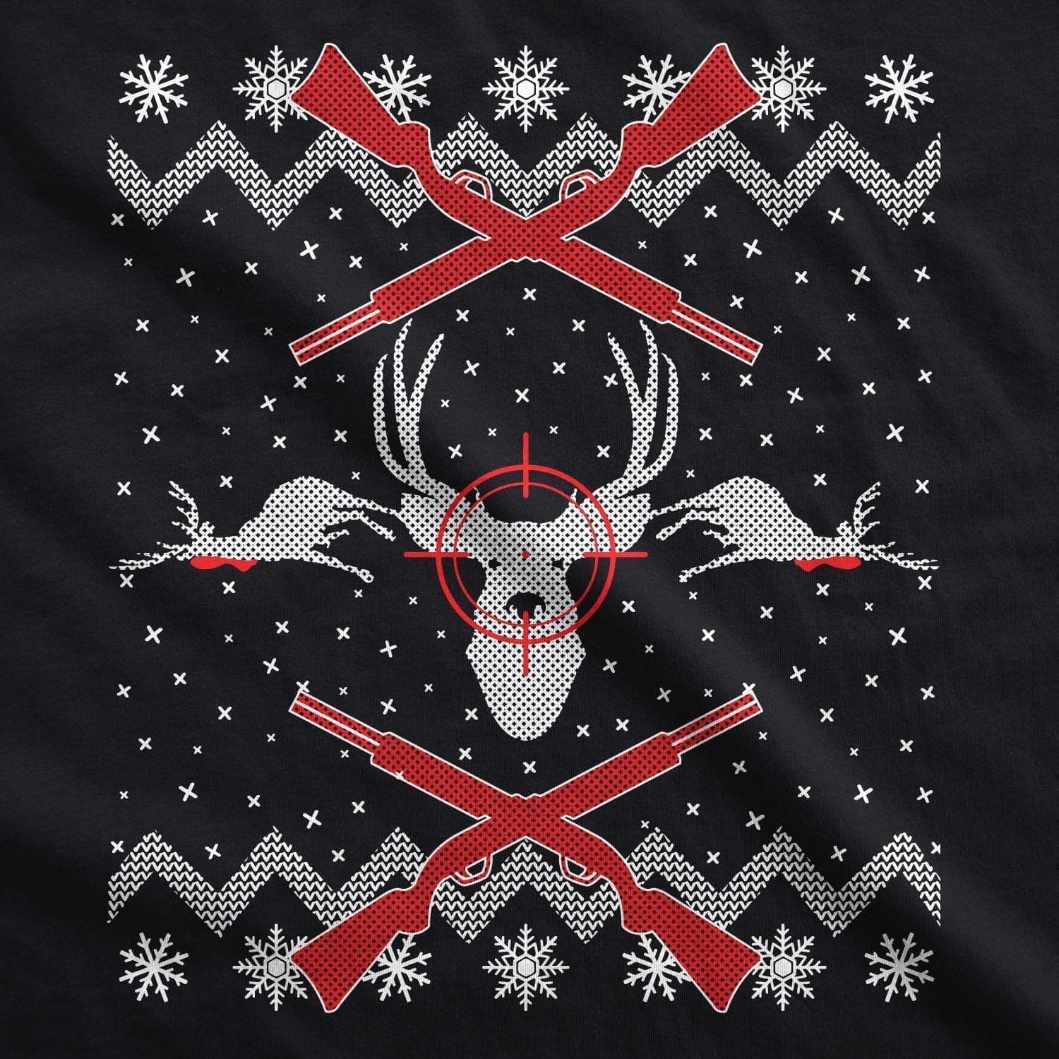 Deer Hunt Ugly Christmas Sweater Men's Tshirt - Crazy Dog T-Shirts