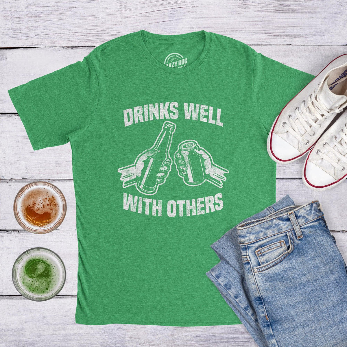 Drinks Well With Others Beer Men&#39;s Tshirt  -  Crazy Dog T-Shirts