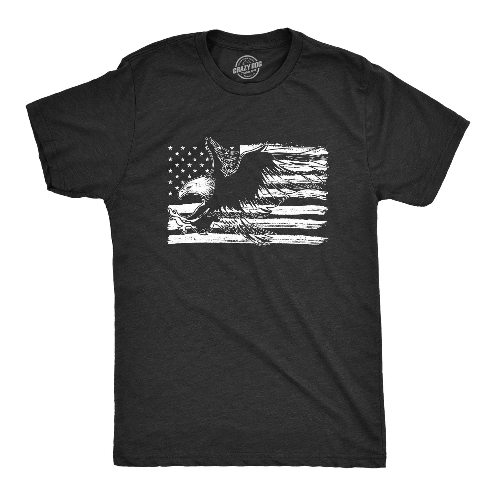 Eagle Over Grunge Flag Men's Tshirt - Crazy Dog T-Shirts