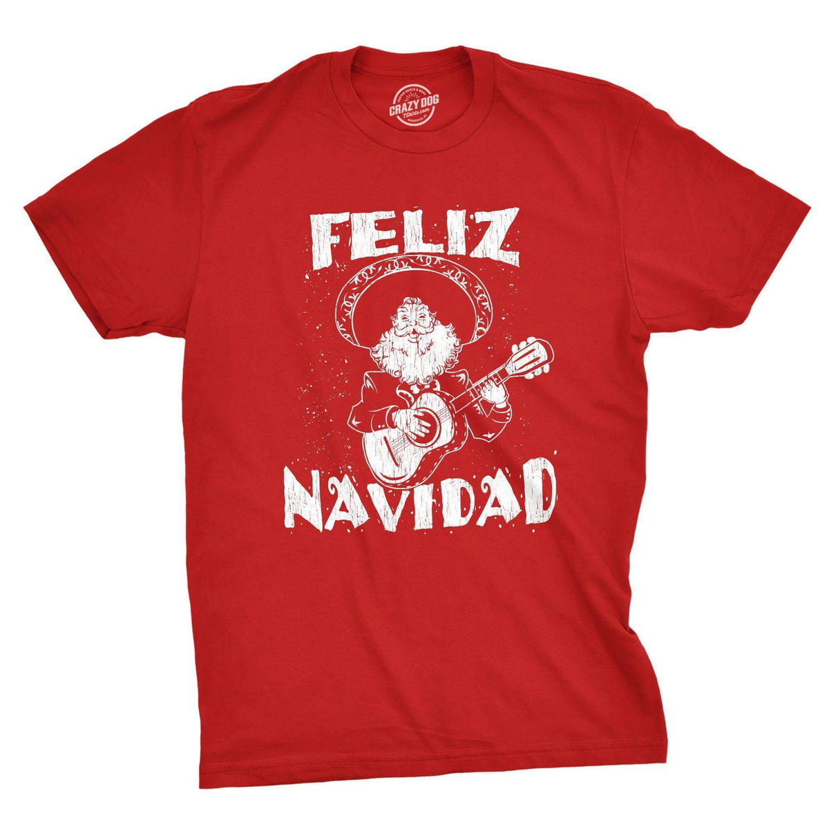 Feliz Navidad Men&#39;s Tshirt - Crazy Dog T-Shirts