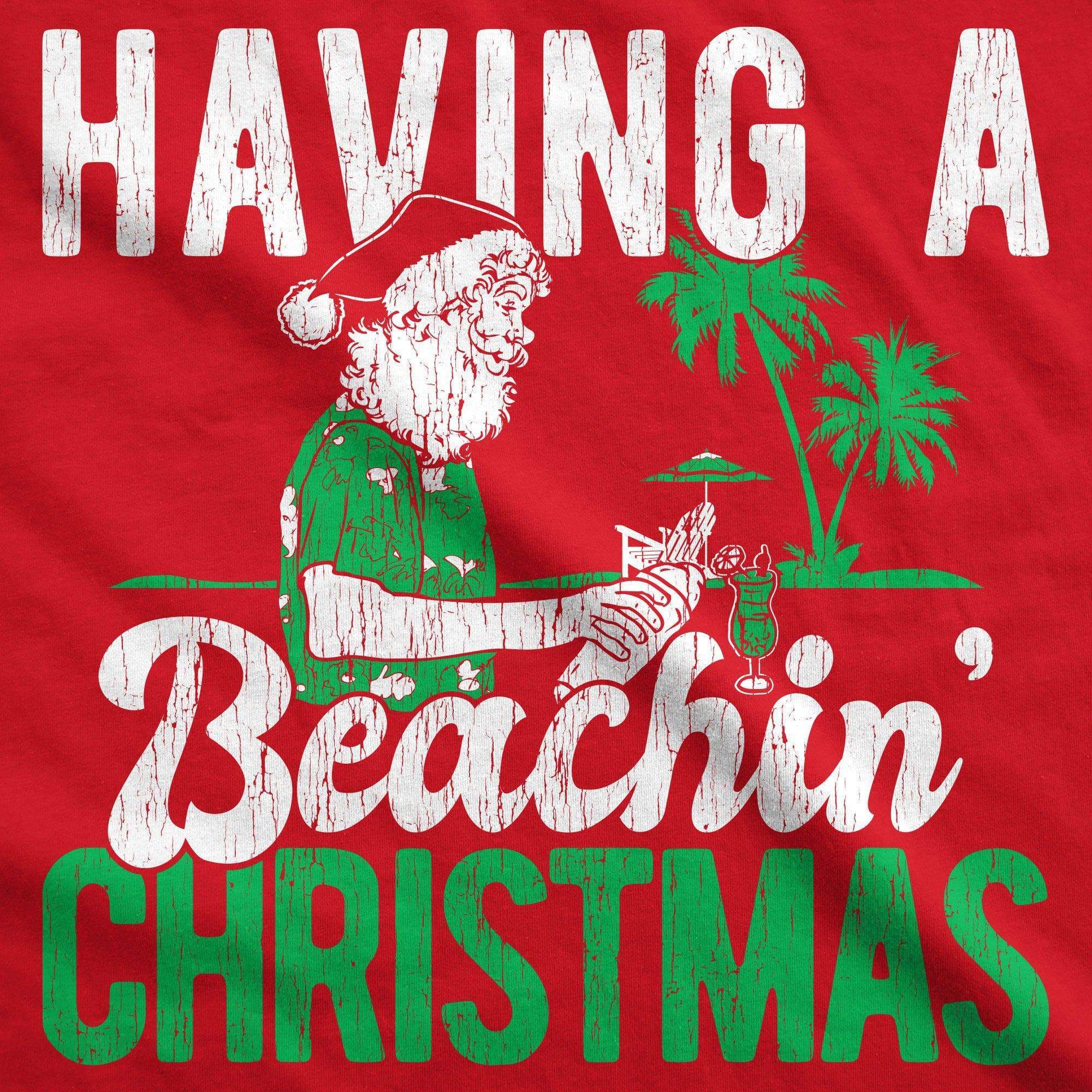 Having A Beachin Christmas Men's Tshirt - Crazy Dog T-Shirts