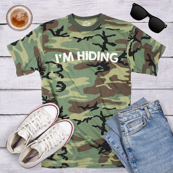 I'm Hiding Men's Tshirt  -  Crazy Dog T-Shirts