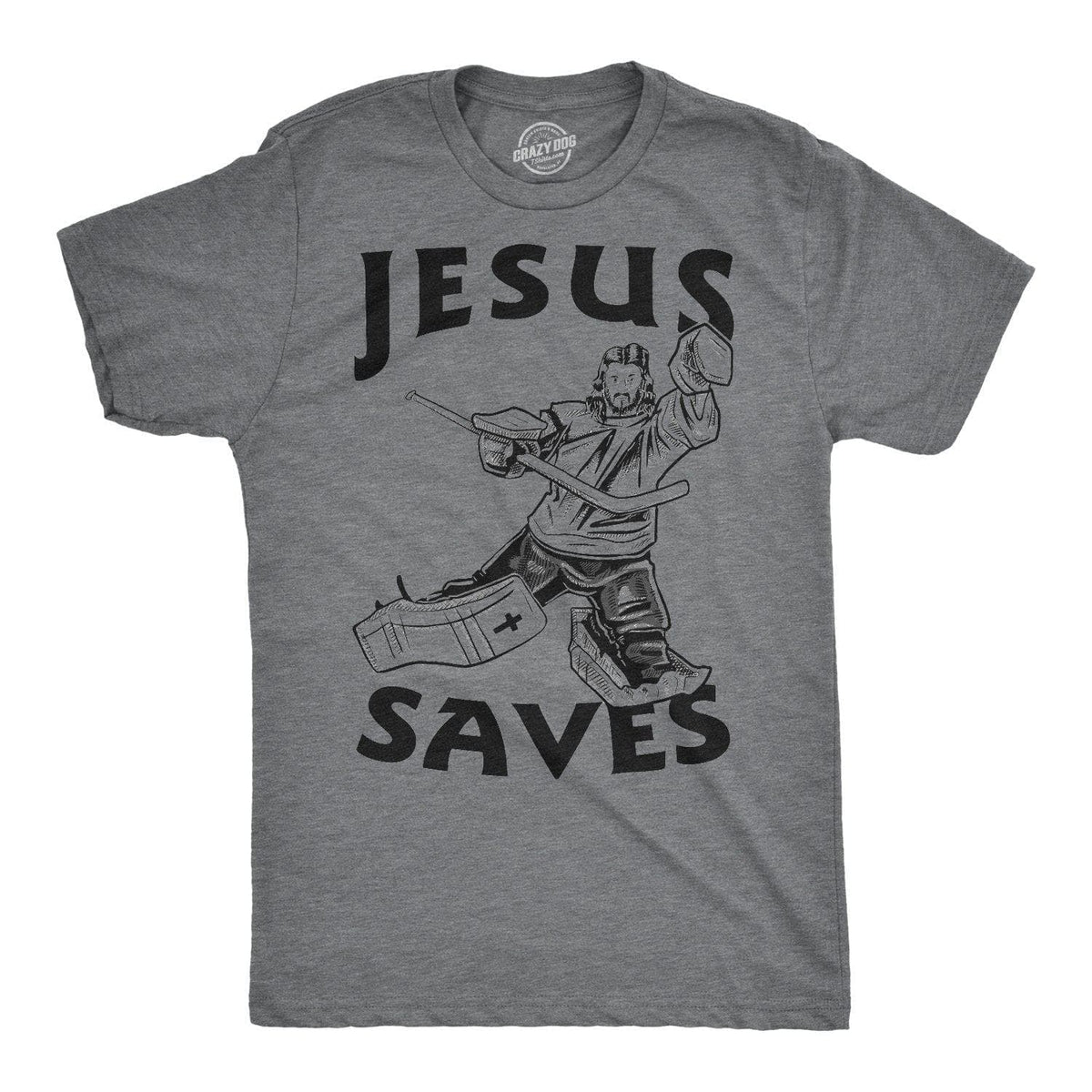 Jesus Saves Hockey Men&#39;s Tshirt  -  Crazy Dog T-Shirts