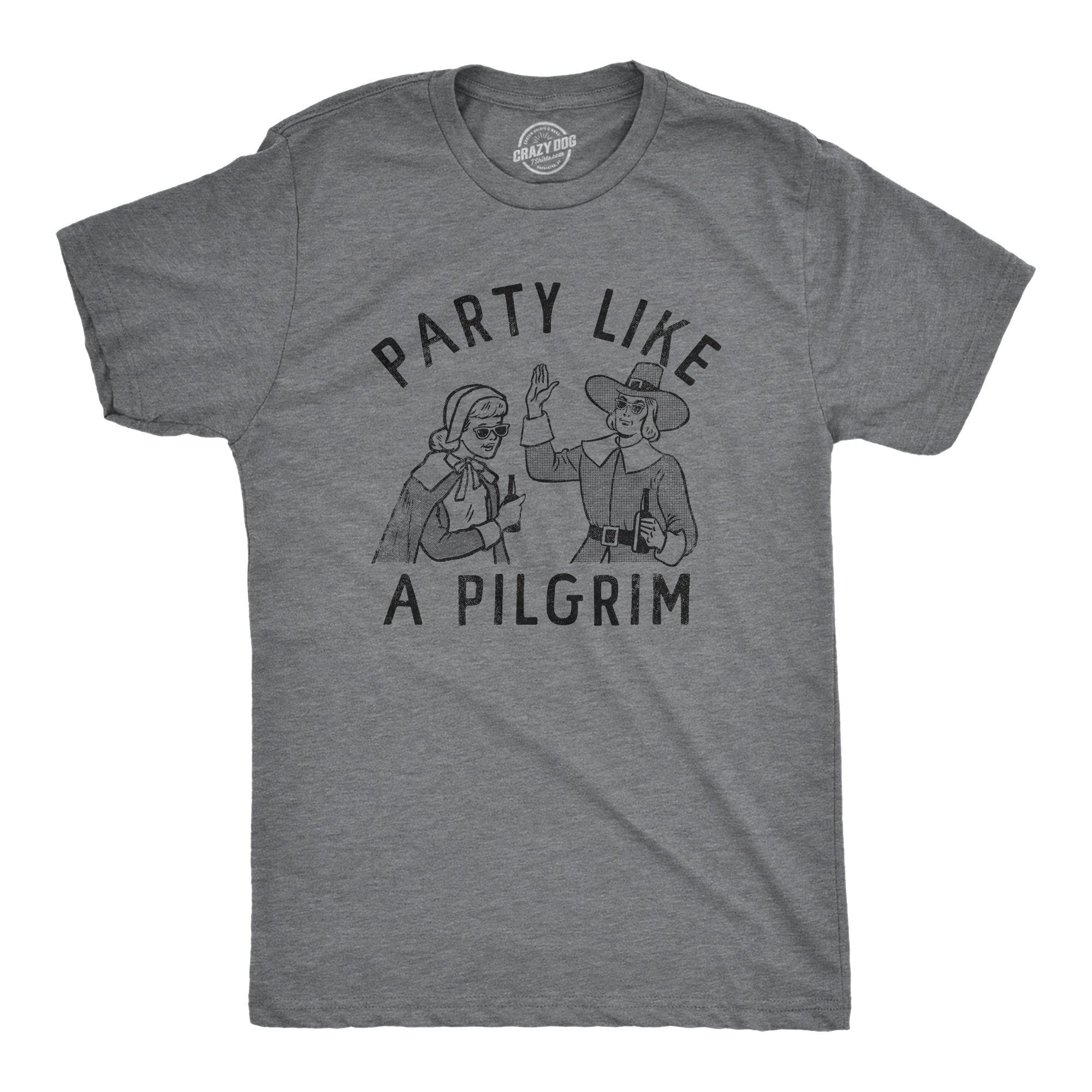 Party Like A Pilgrim Men's Tshirt  -  Crazy Dog T-Shirts