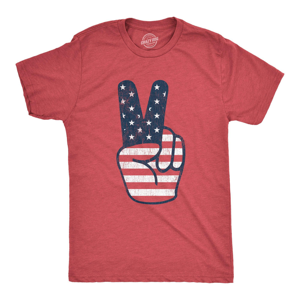 Peace Sign American Flag Men&#39;s Tshirt  -  Crazy Dog T-Shirts