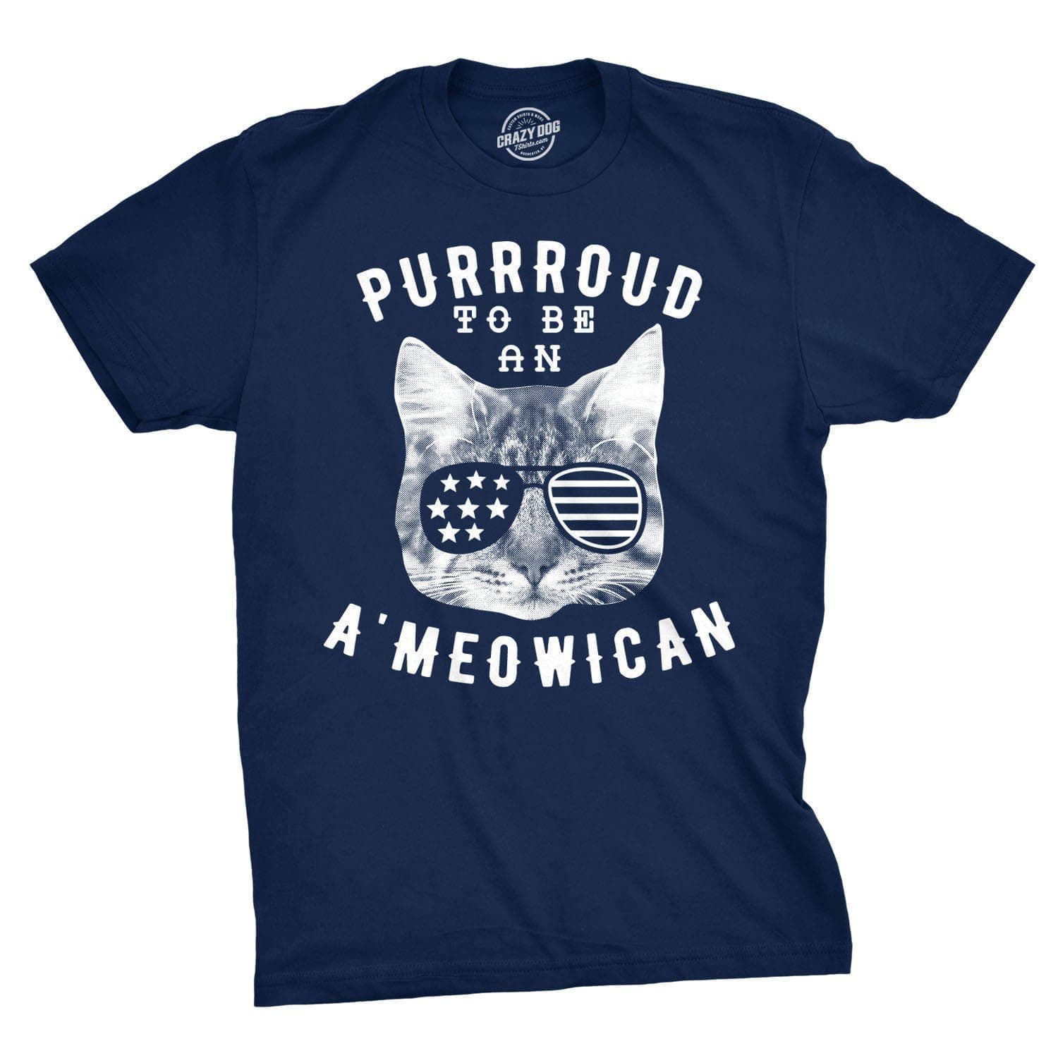 Purrroud To Be An Ameowican Men's Tshirt  -  Crazy Dog T-Shirts
