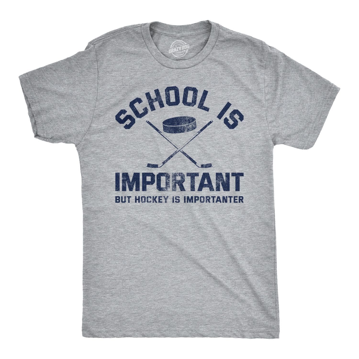 School Is Important But Hockey Is Importanter Men's Tshirt  -  Crazy Dog T-Shirts