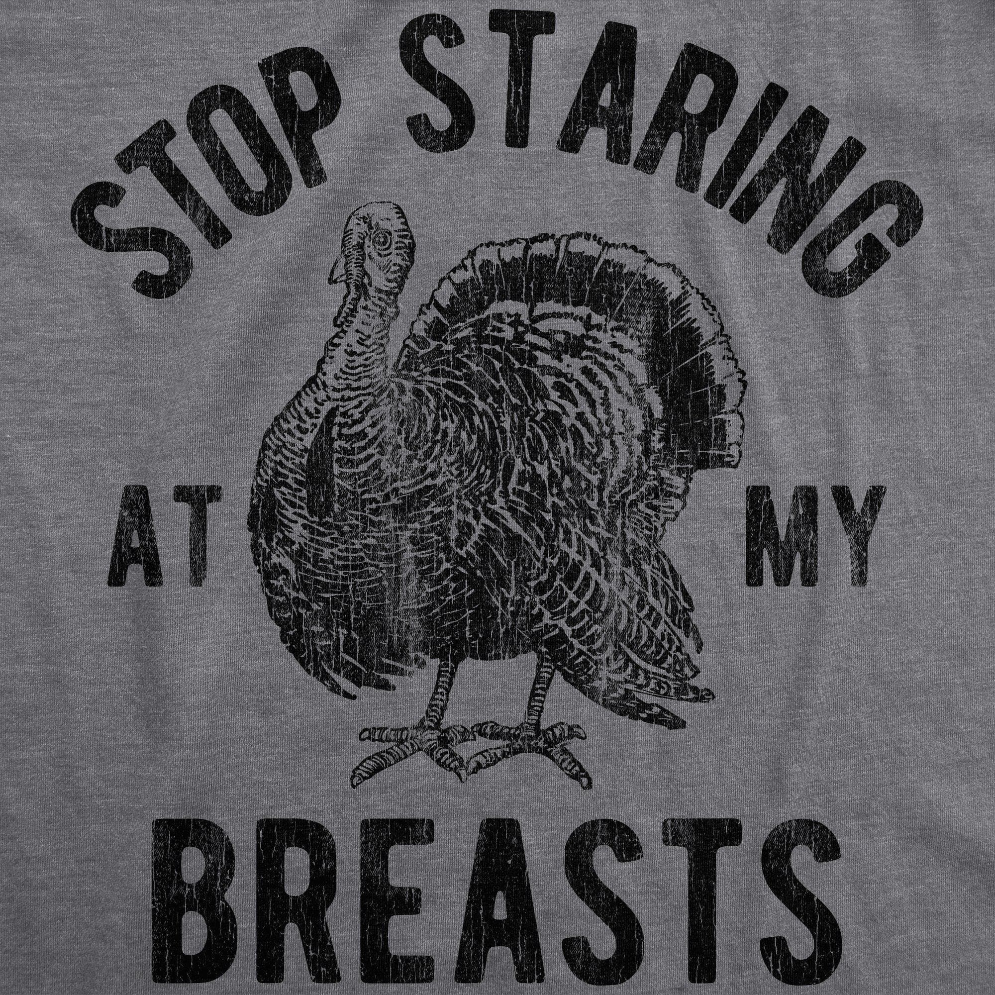 Stop Staring At My Breasts Men's Tshirt - Crazy Dog T-Shirts
