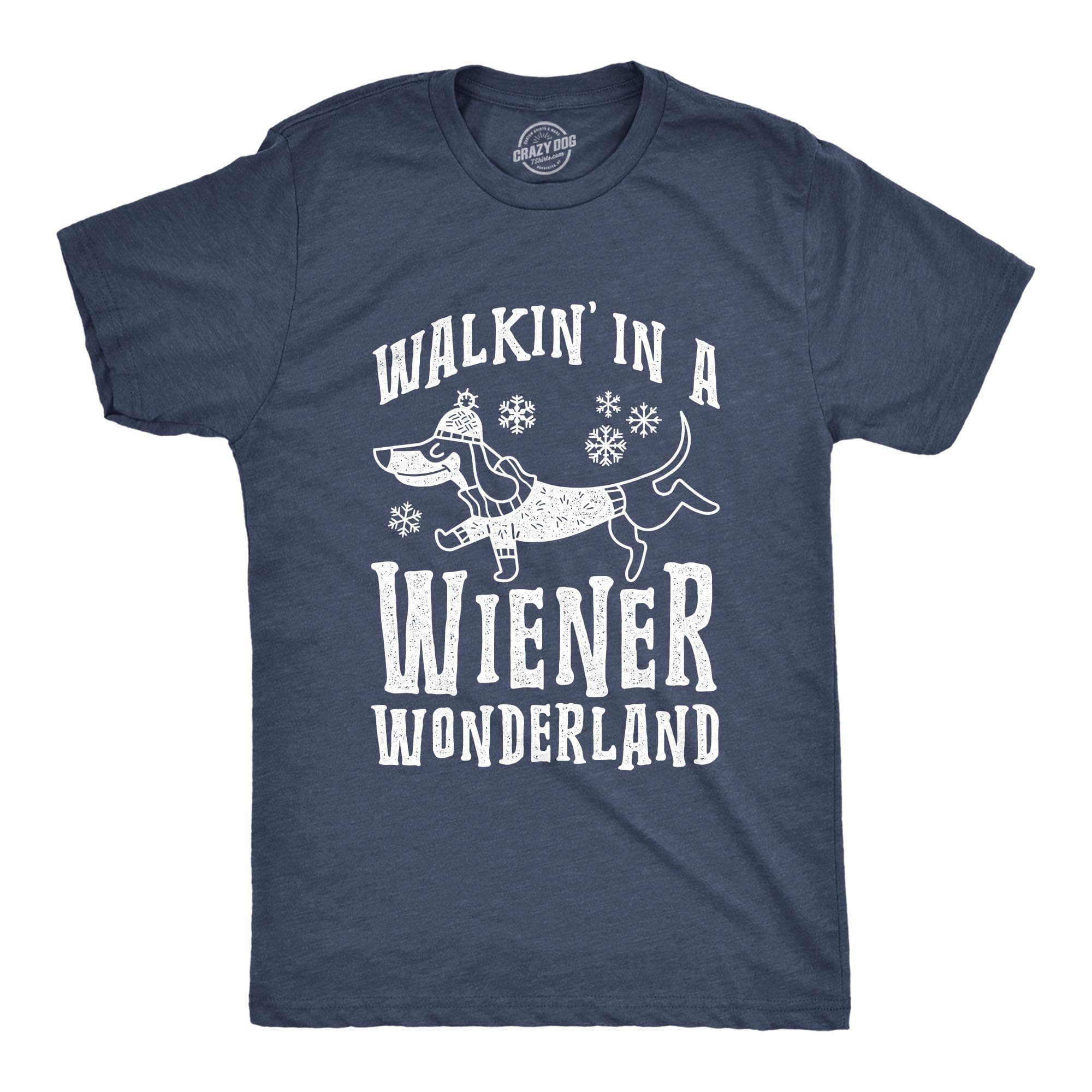 Walkin In A Wiener Wonderland Men's Tshirt - Crazy Dog T-Shirts