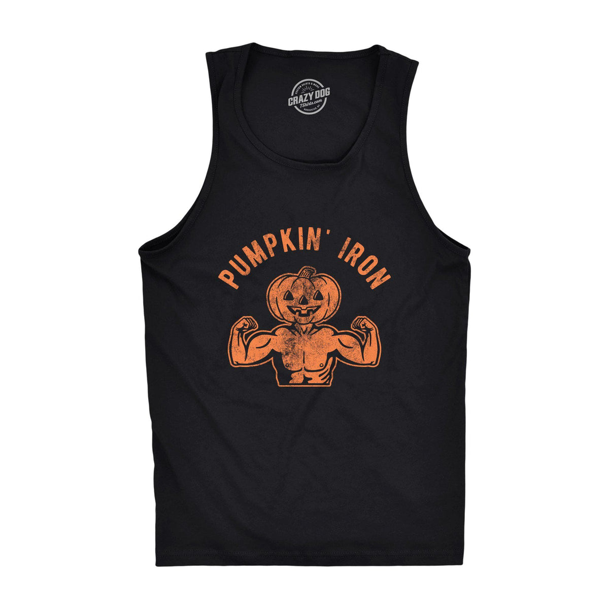 Pumpkin Iron Men&#39;s Tank Top - Crazy Dog T-Shirts