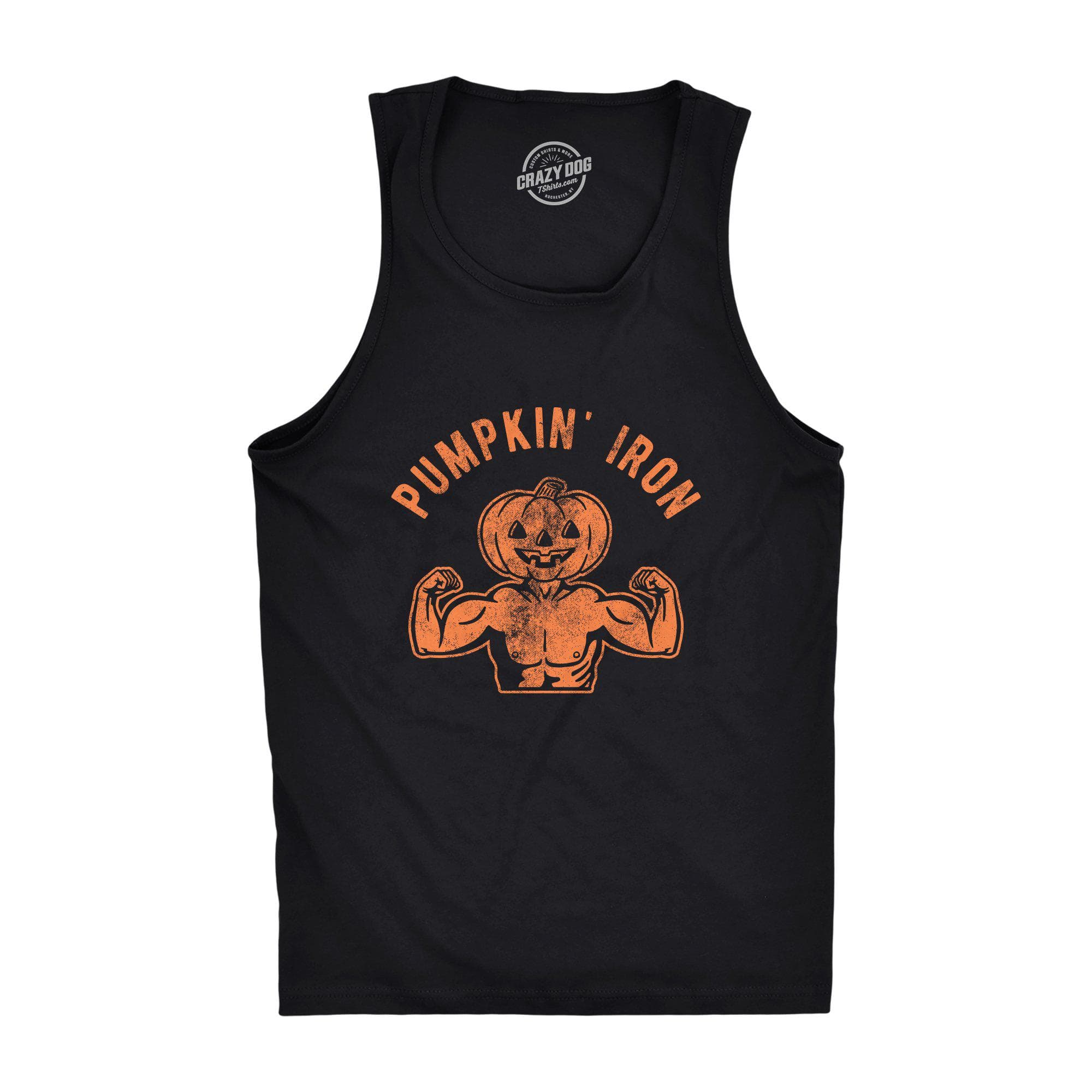 Pumpkin Iron Men's Tank Top - Crazy Dog T-Shirts