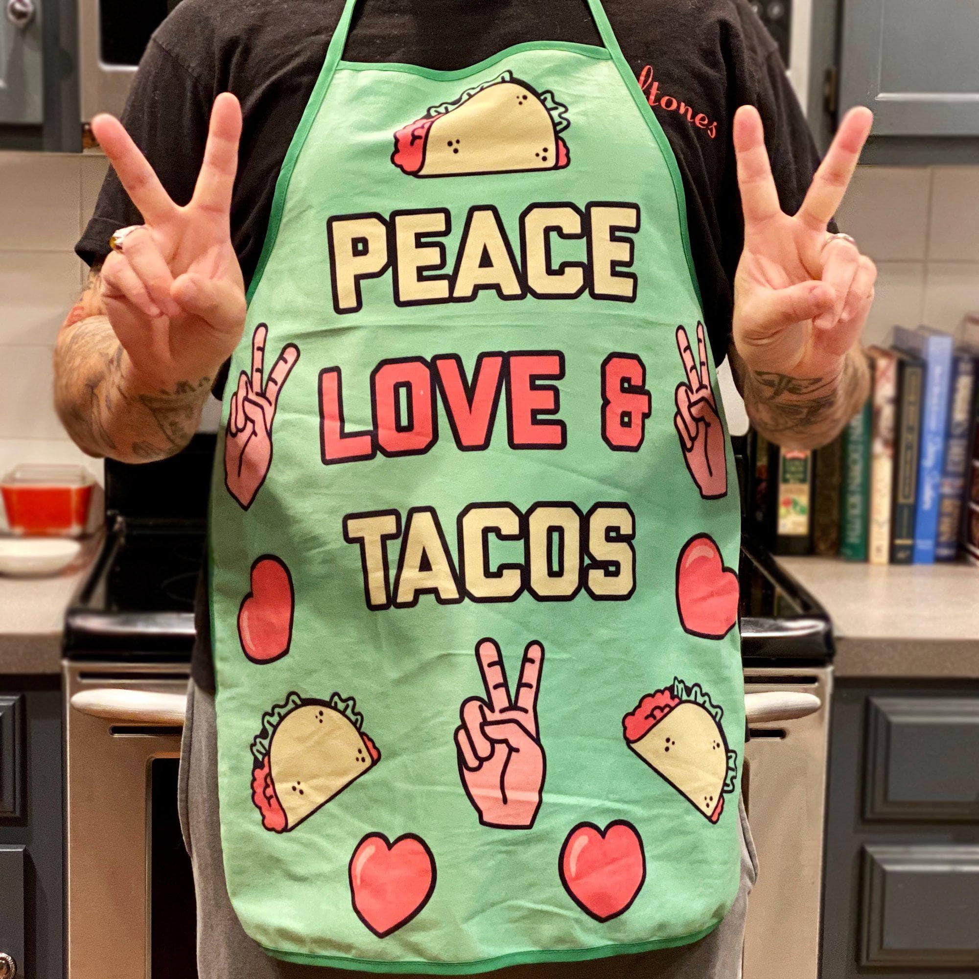 Peace Love Tacos Oven Mitt + Apron - Crazy Dog T-Shirts