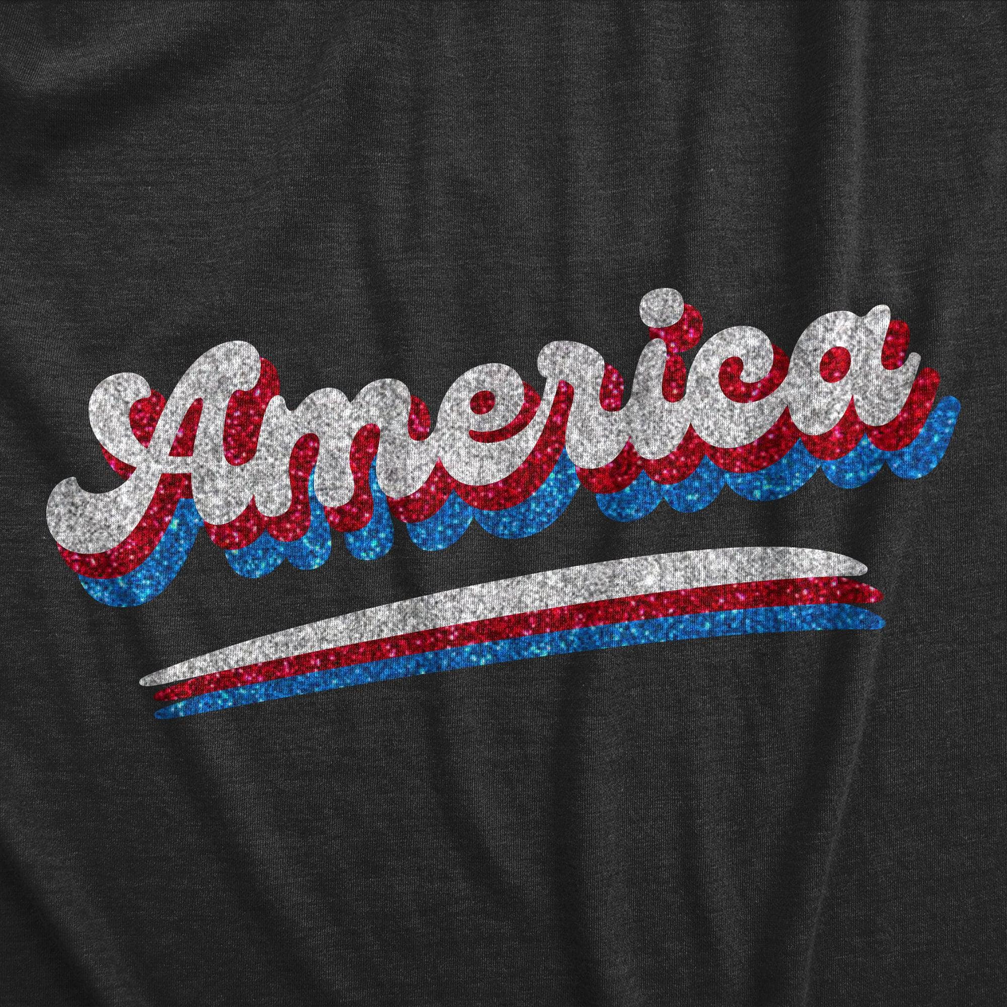 America Retro Glitter Women's Tshirt  -  Crazy Dog T-Shirts