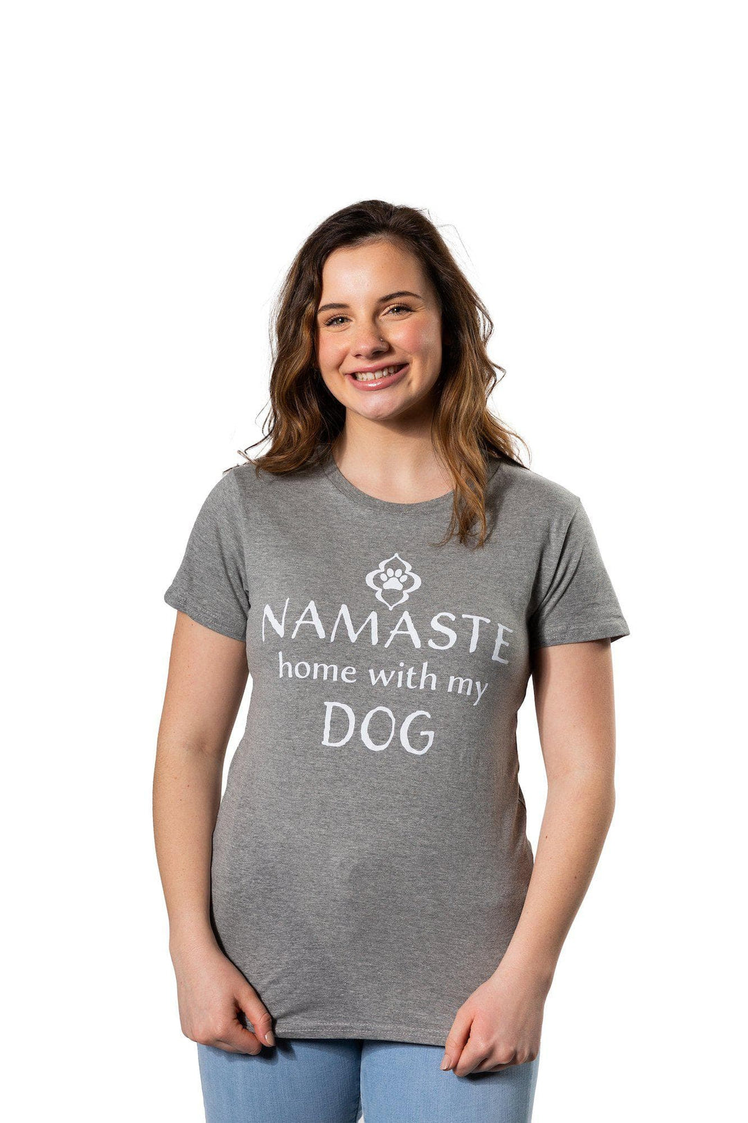 Namaste Home With My Dog Women's Tshirt  -  Crazy Dog T-Shirts