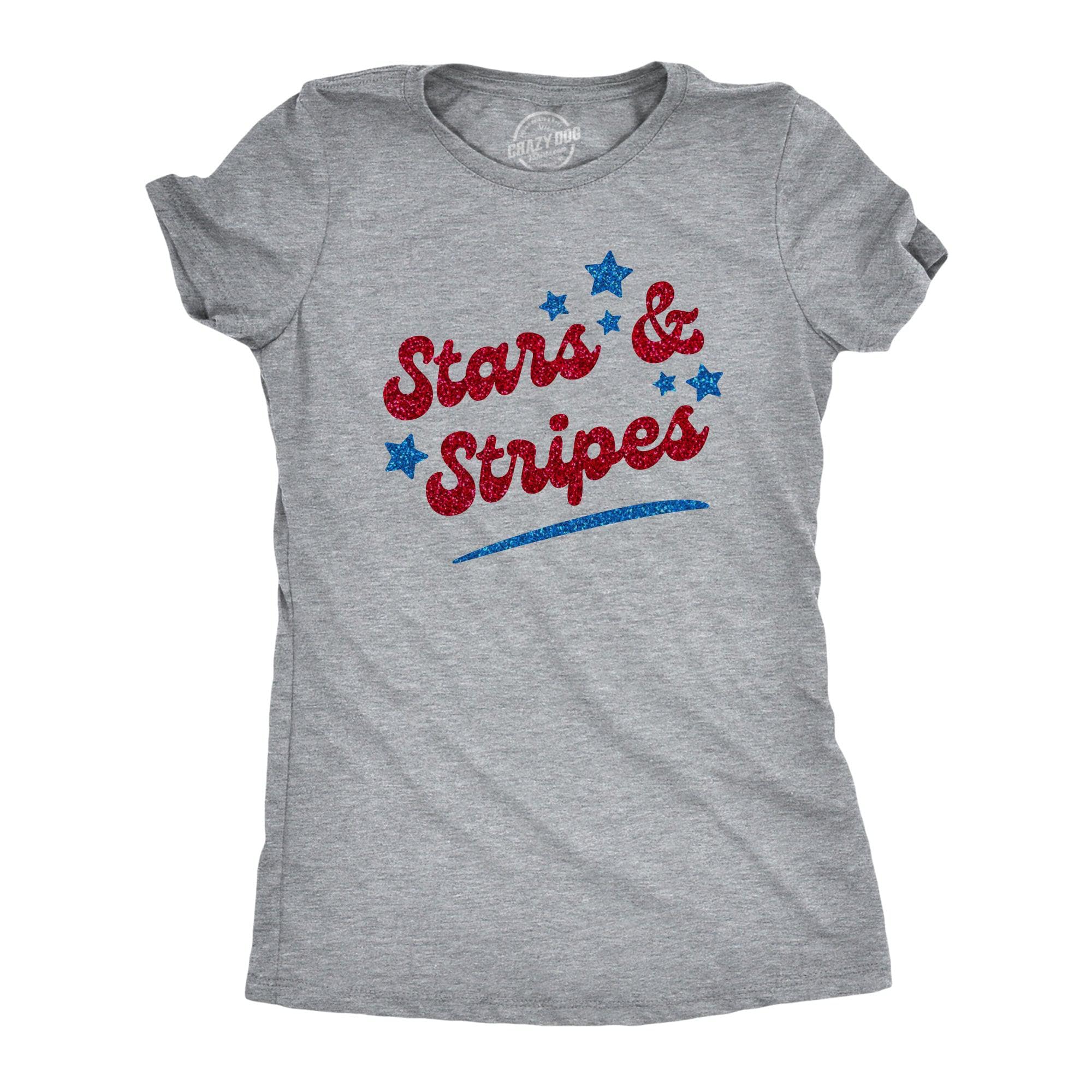 Stars And Stripes Glitter Women's Tshirt  -  Crazy Dog T-Shirts