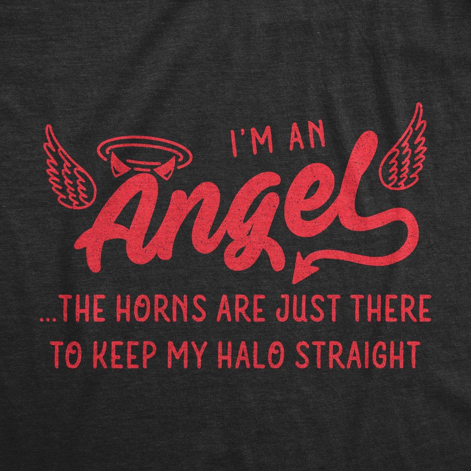 The Horns Are Just There To Keep My Halo Straight Women's Tshirt - Crazy Dog T-Shirts