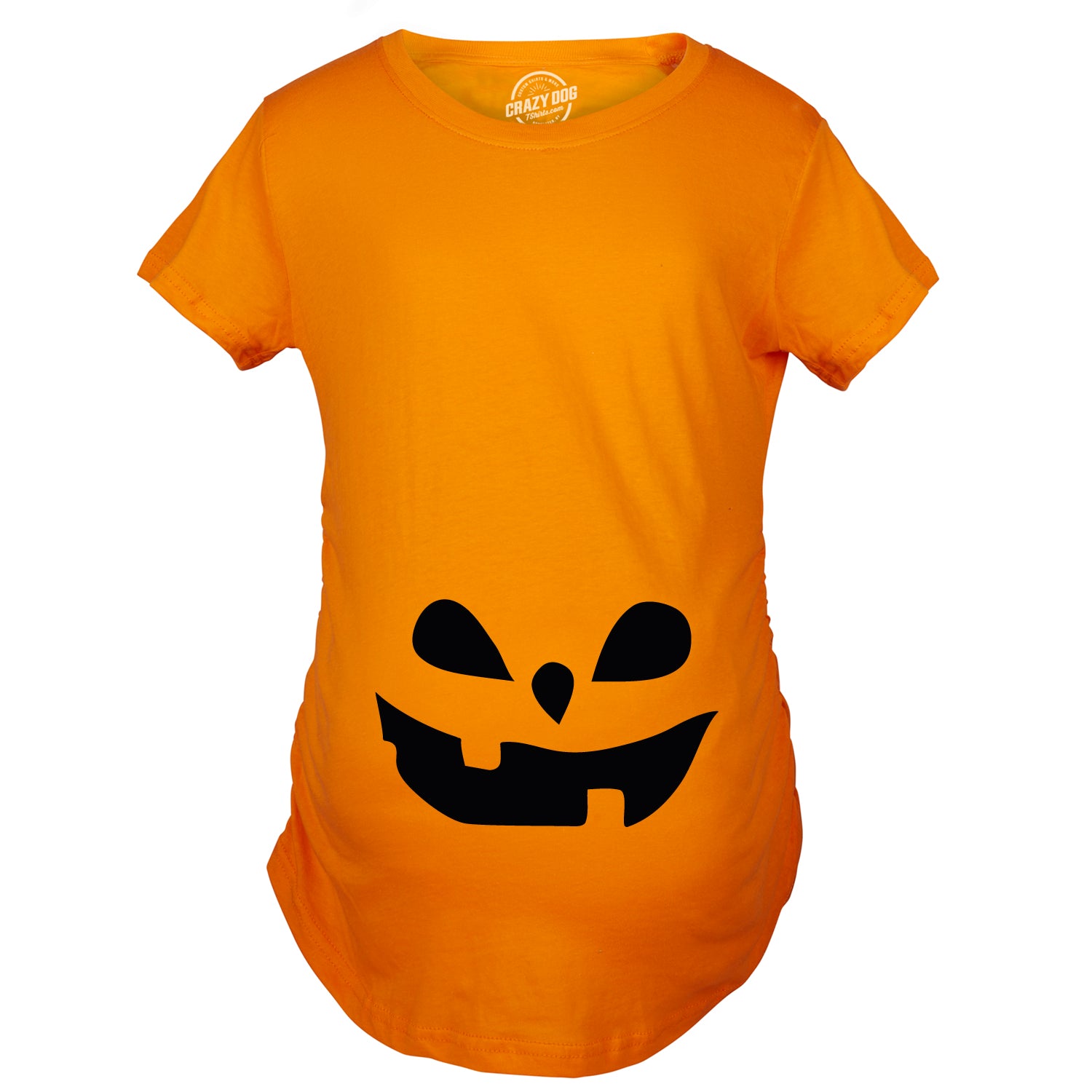 Funny Orange Teardrop Eyes Pumpkin Face Maternity T Shirt Nerdy Halloween Tee