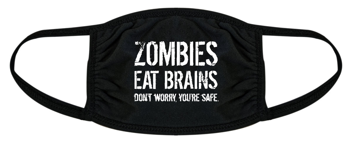 Funny Black Zombies Eat Brains Face Mask Nerdy Halloween Zombie Tee