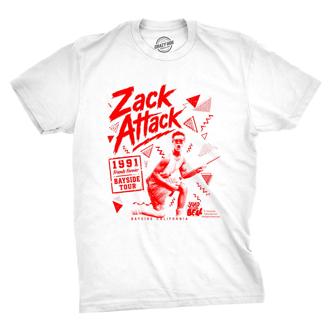 Funny White - Zack Attack Zack Attack Mens T Shirt Nerdy TV & Movies retro Tee