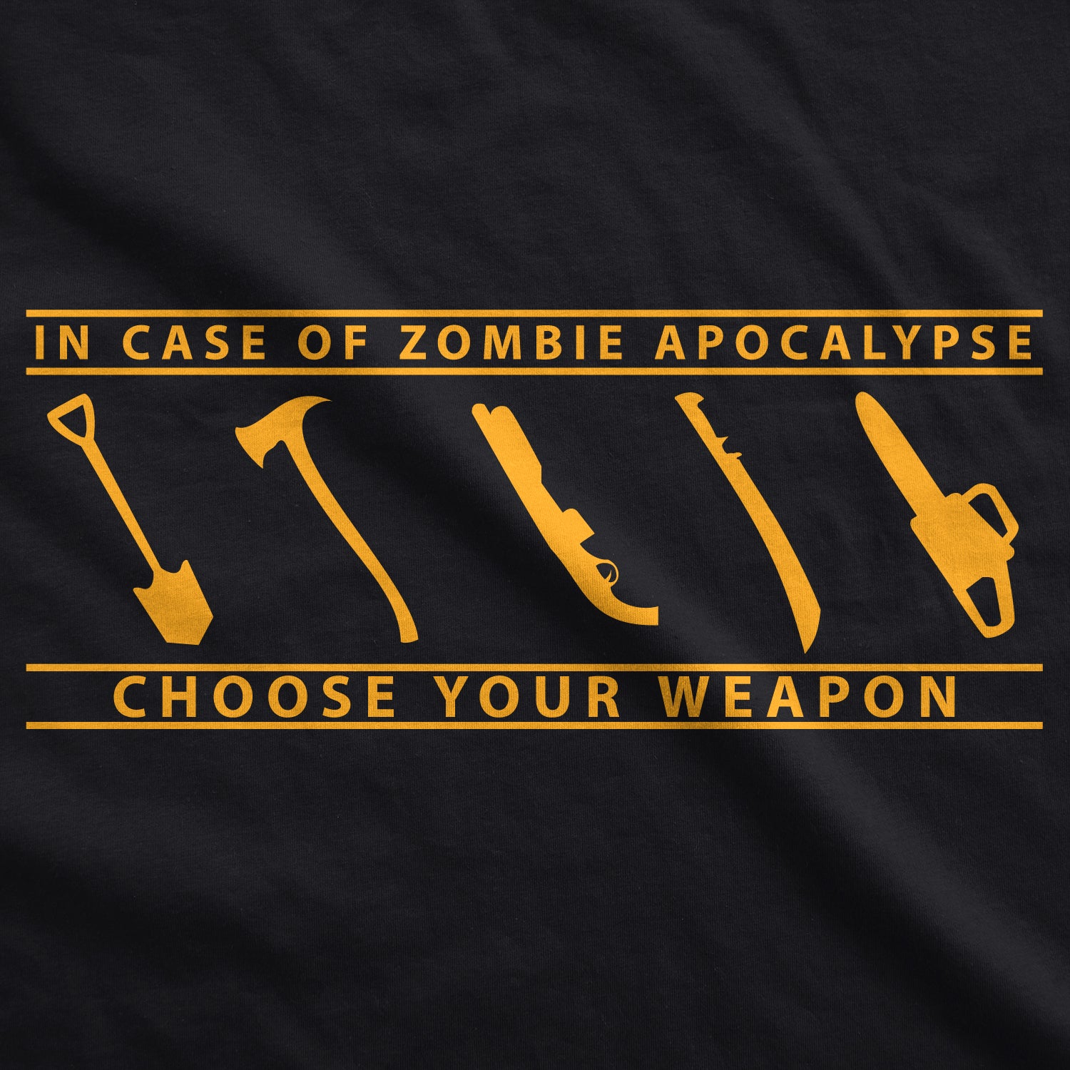 Funny Black In Case Of Zombie Apocalypse Choose Your Weapon Mens T Shirt Nerdy Halloween zombie Tee