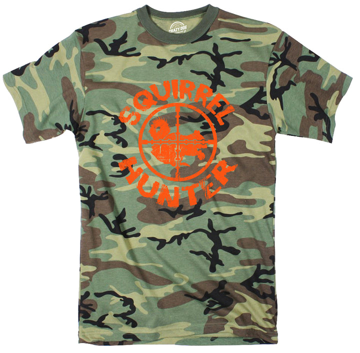 Funny Camo - Squirrel Orange Ink Squirrel Hunter Camo Mens T Shirt Nerdy Animal Hunting Tee