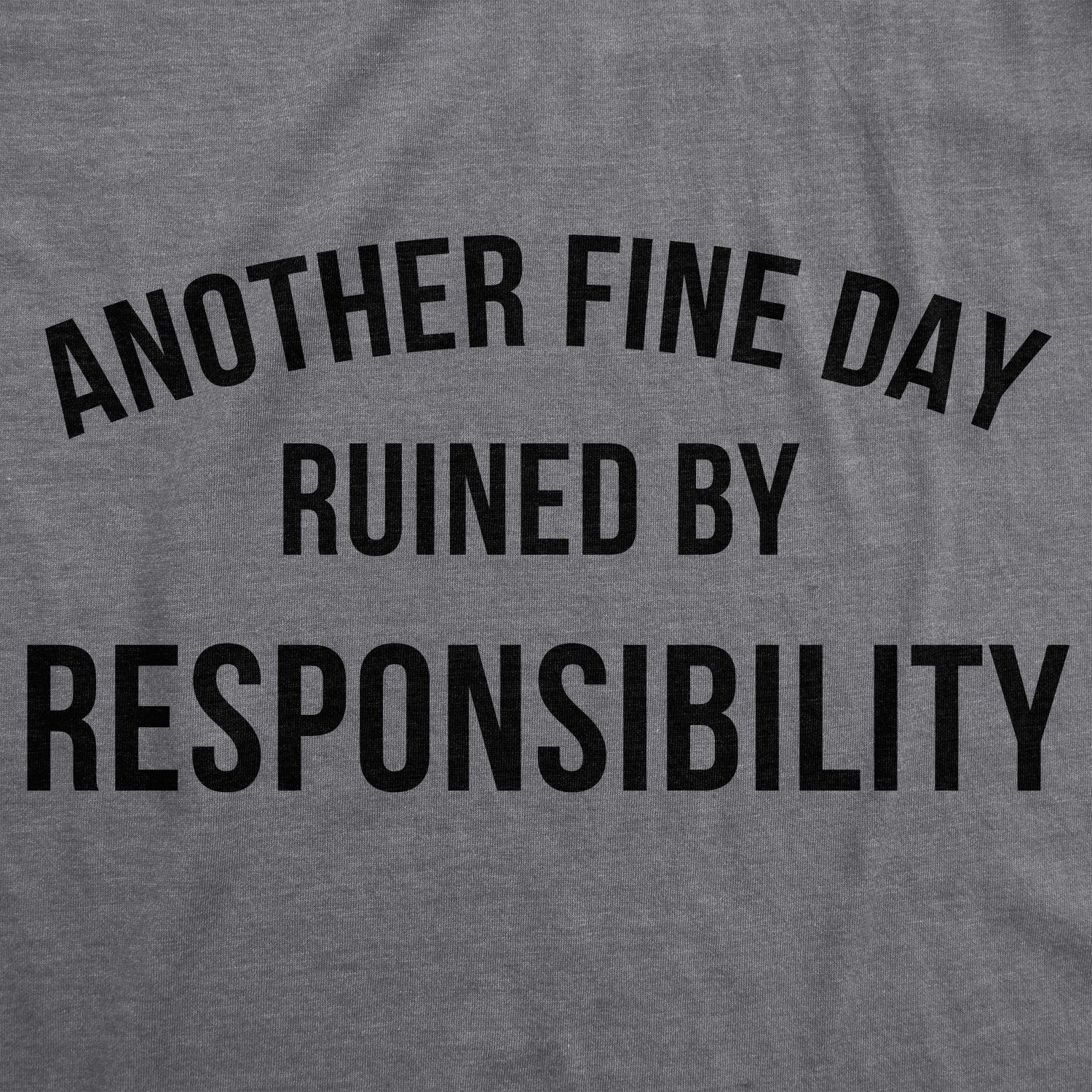 Funny Dark Heather Grey Another Fine Day Ruined By Responsibility Mens T Shirt Nerdy Tee