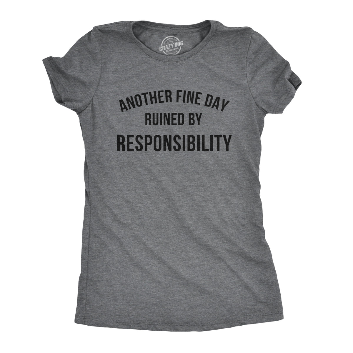 Funny Dark Heather Grey Another Fine Day Ruined By Responsibility Womens T Shirt Nerdy Tee