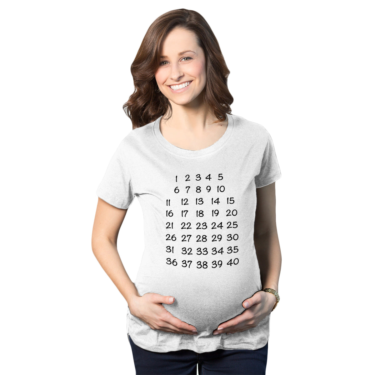 Funny White Calendar Countdown Maternity T Shirt Nerdy Tee