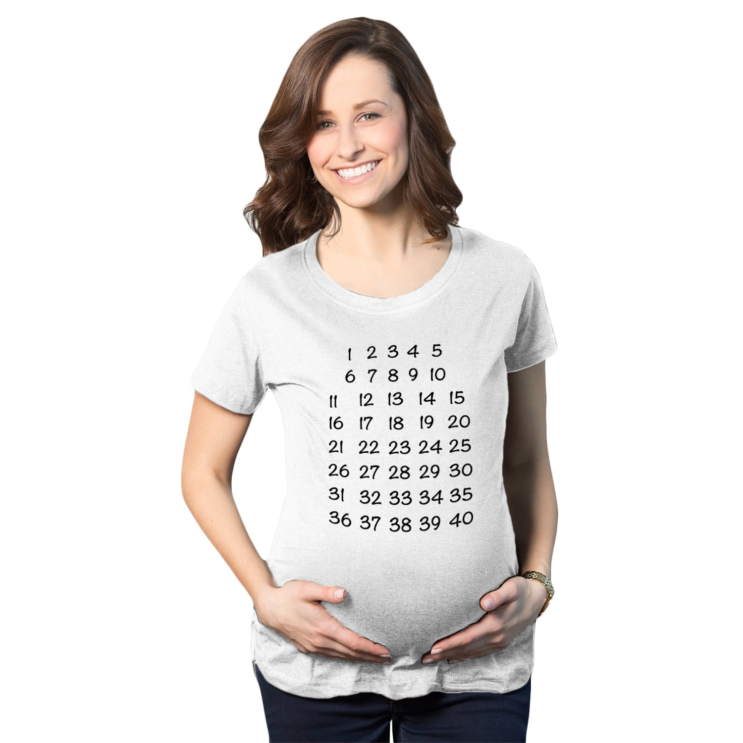 Funny White Calendar Countdown Maternity T Shirt Nerdy Tee