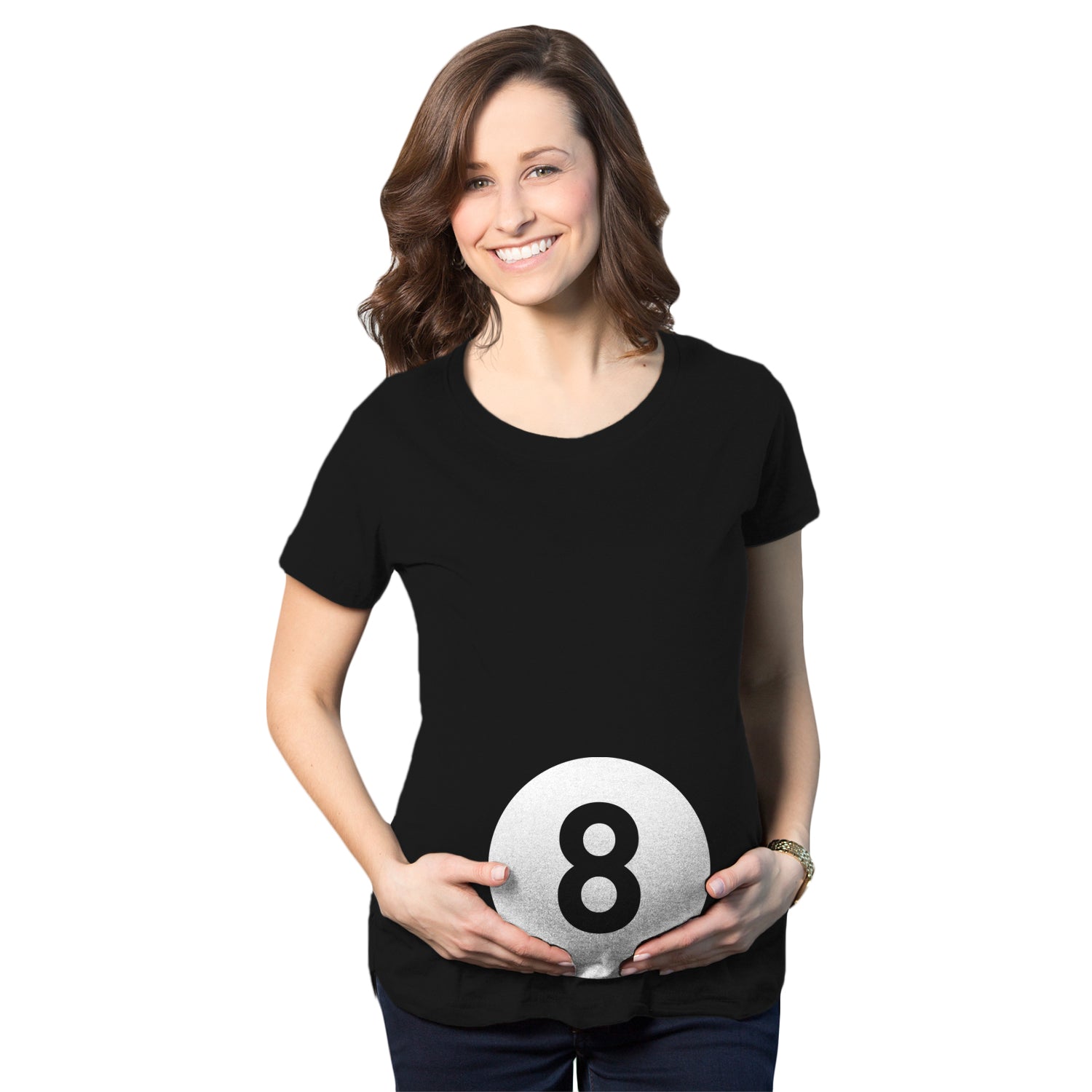 Funny Black Eight Ball Maternity T Shirt Nerdy Tee