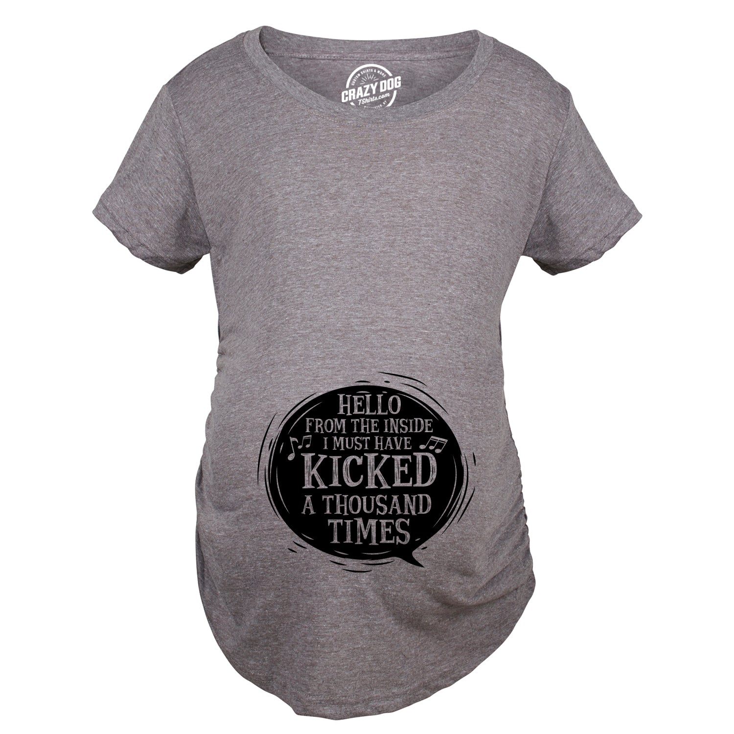 Funny Dark Heather Grey - Hello Inside Hello From The Inside Maternity T Shirt Nerdy Sarcastic music Tee
