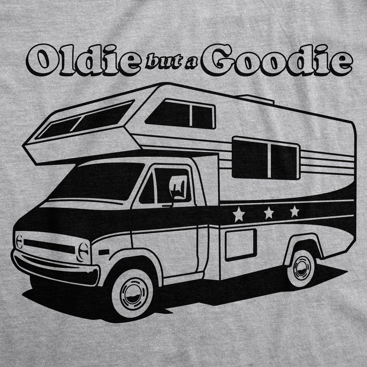 Funny Light Heather Grey Oldie But a Goodie Mens T Shirt Nerdy Camping Retro Tee