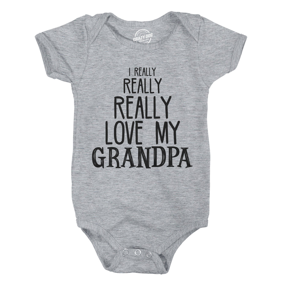 Funny Light Heather Grey Really Love My Grandpa Onesie Nerdy Father's Day Grandfather Tee