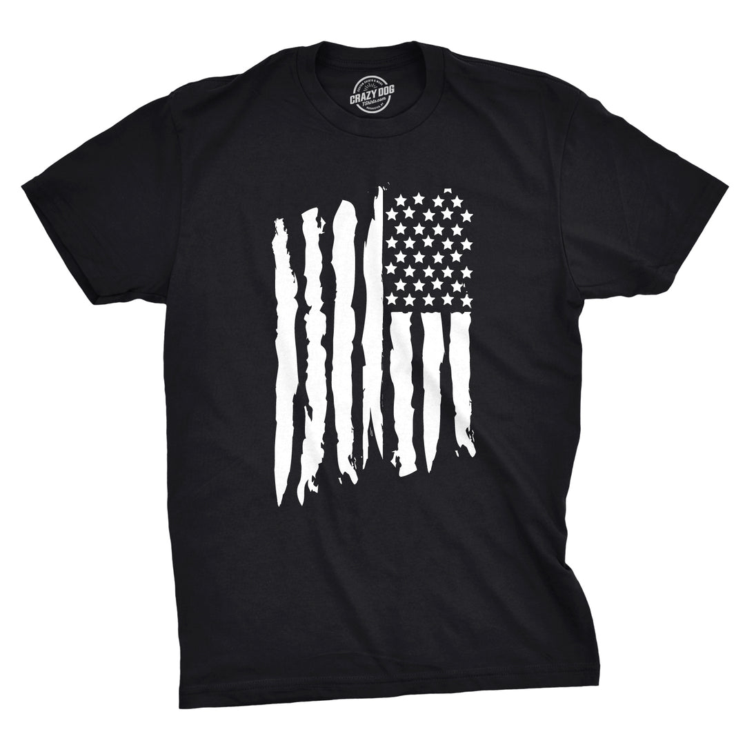 Funny Black Vertical Grunge Flag Mens T Shirt Nerdy Fourth of July Retro Tee