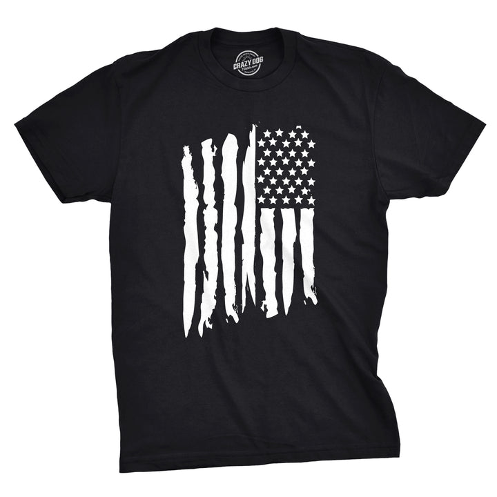 Funny Black Vertical Grunge Flag Mens T Shirt Nerdy Fourth of July Retro Tee