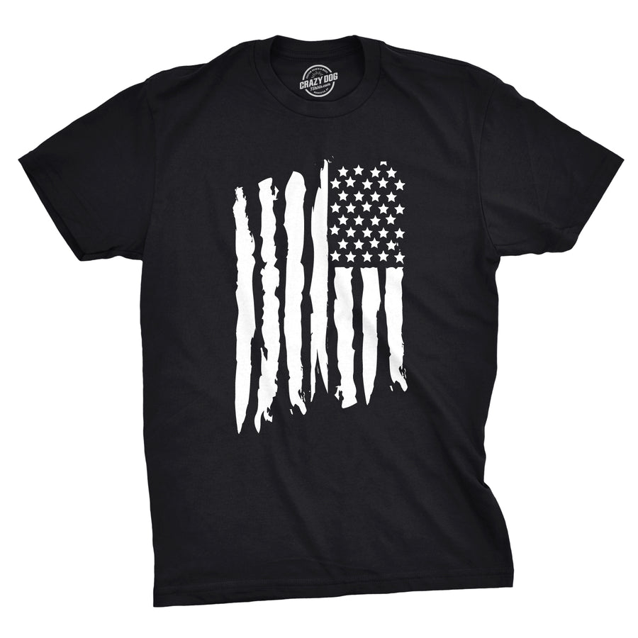 Funny Black Vertical Grunge Flag Mens T Shirt Nerdy Fourth of July Retro Tee