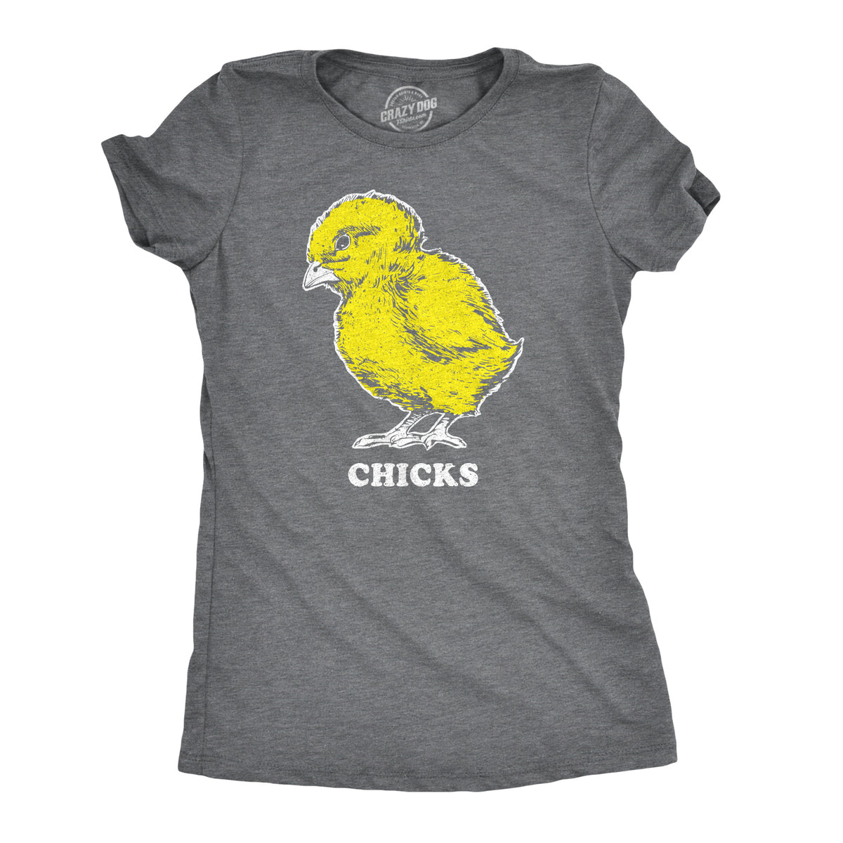 Funny Dark Heather Grey Vintage Chicks Womens T Shirt Nerdy Easter Retro Tee