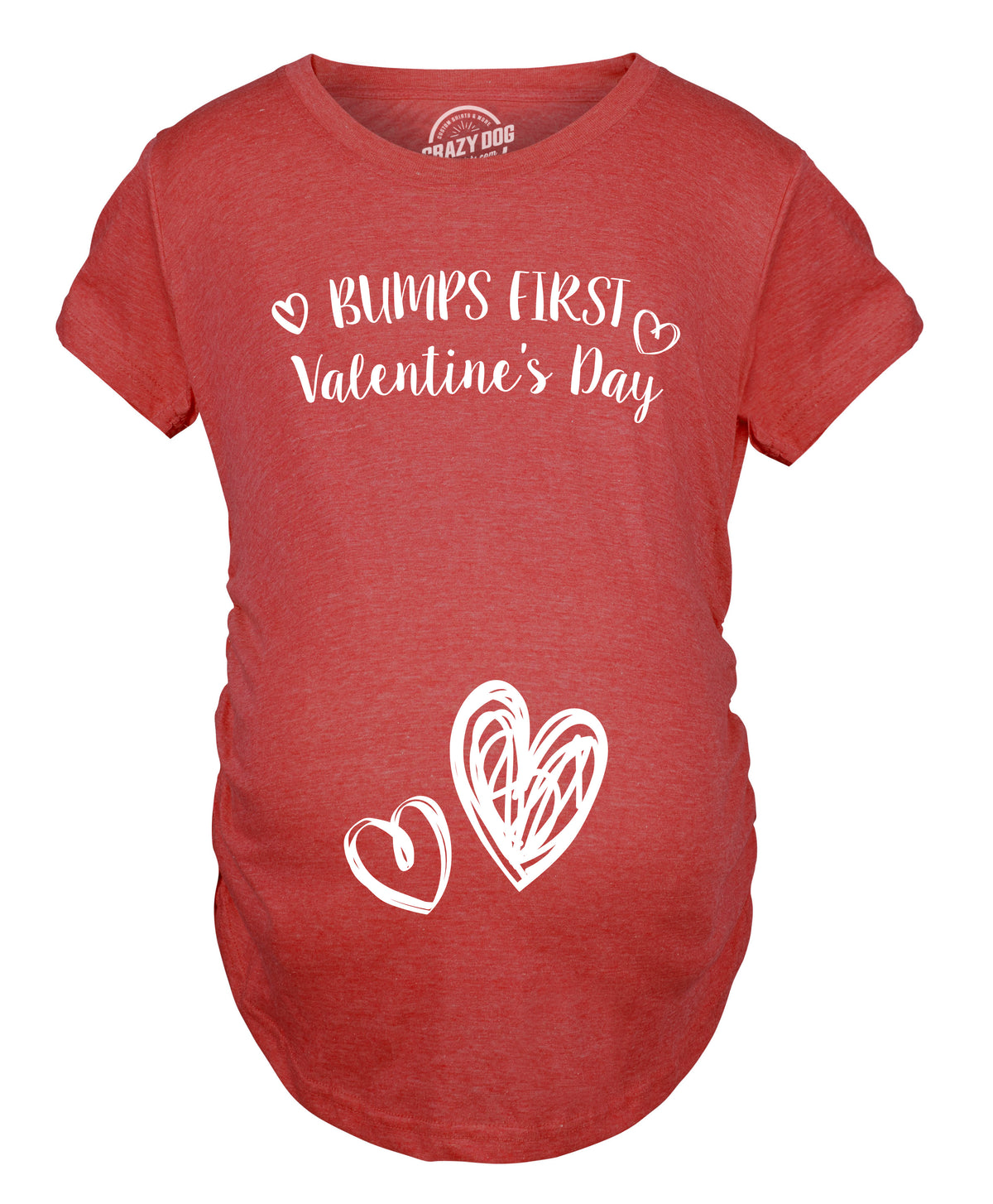 Funny Heather Red Bump&#39;s First Valentine&#39;s Day Maternity T Shirt Nerdy Valentine&#39;s Day Tee