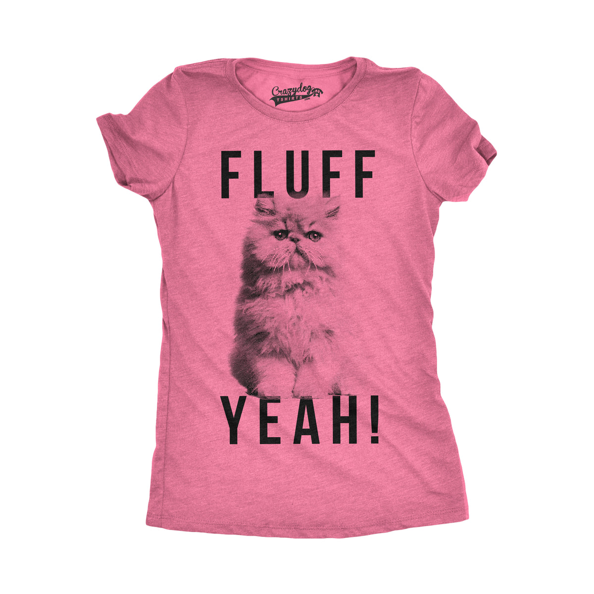 Funny Heather Pink Womens T Shirt Nerdy Animal Cat Tee