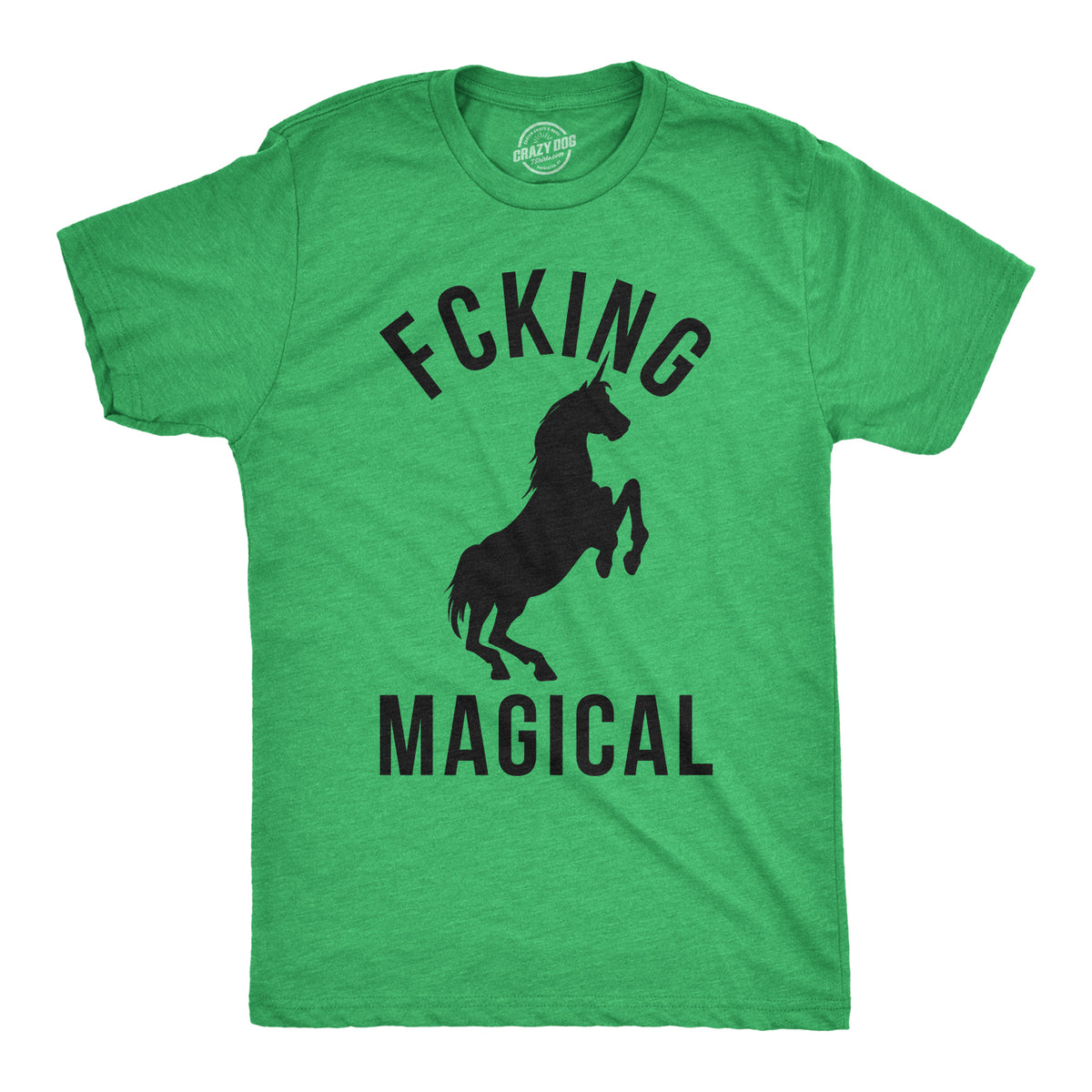Funny Heather Green Fcking Magical Mens T Shirt Nerdy Unicorn Retro Tee