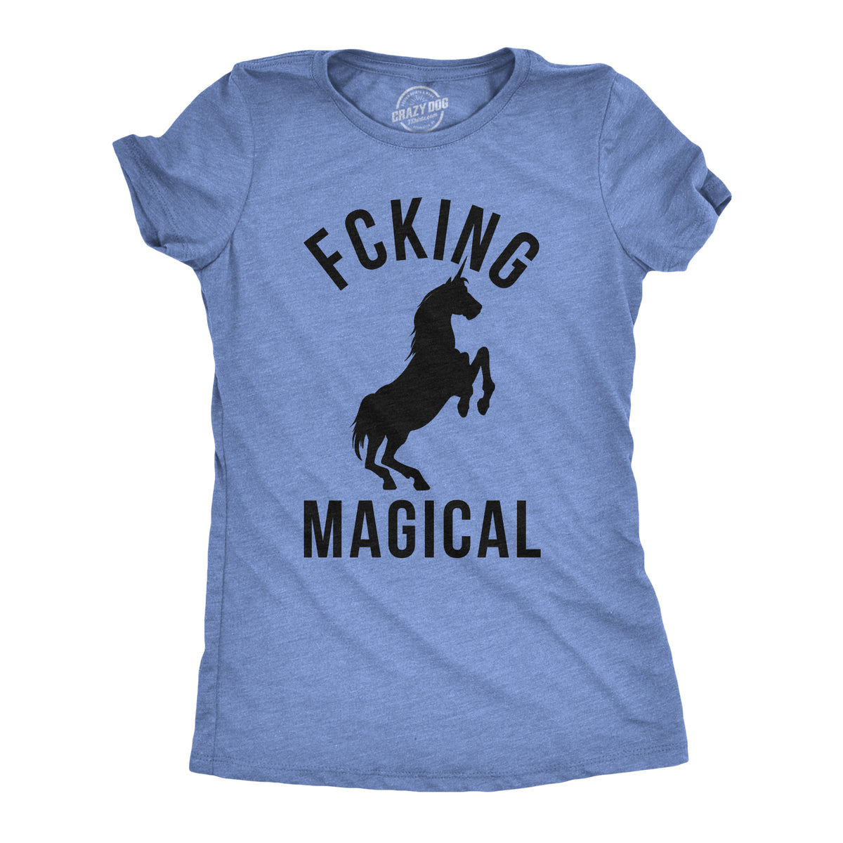 Funny Heather Light Blue Fcking Magical Womens T Shirt Nerdy Unicorn Retro Tee
