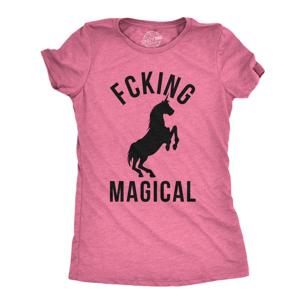 Funny Heather Pink Fcking Magical Womens T Shirt Nerdy Unicorn Retro Tee