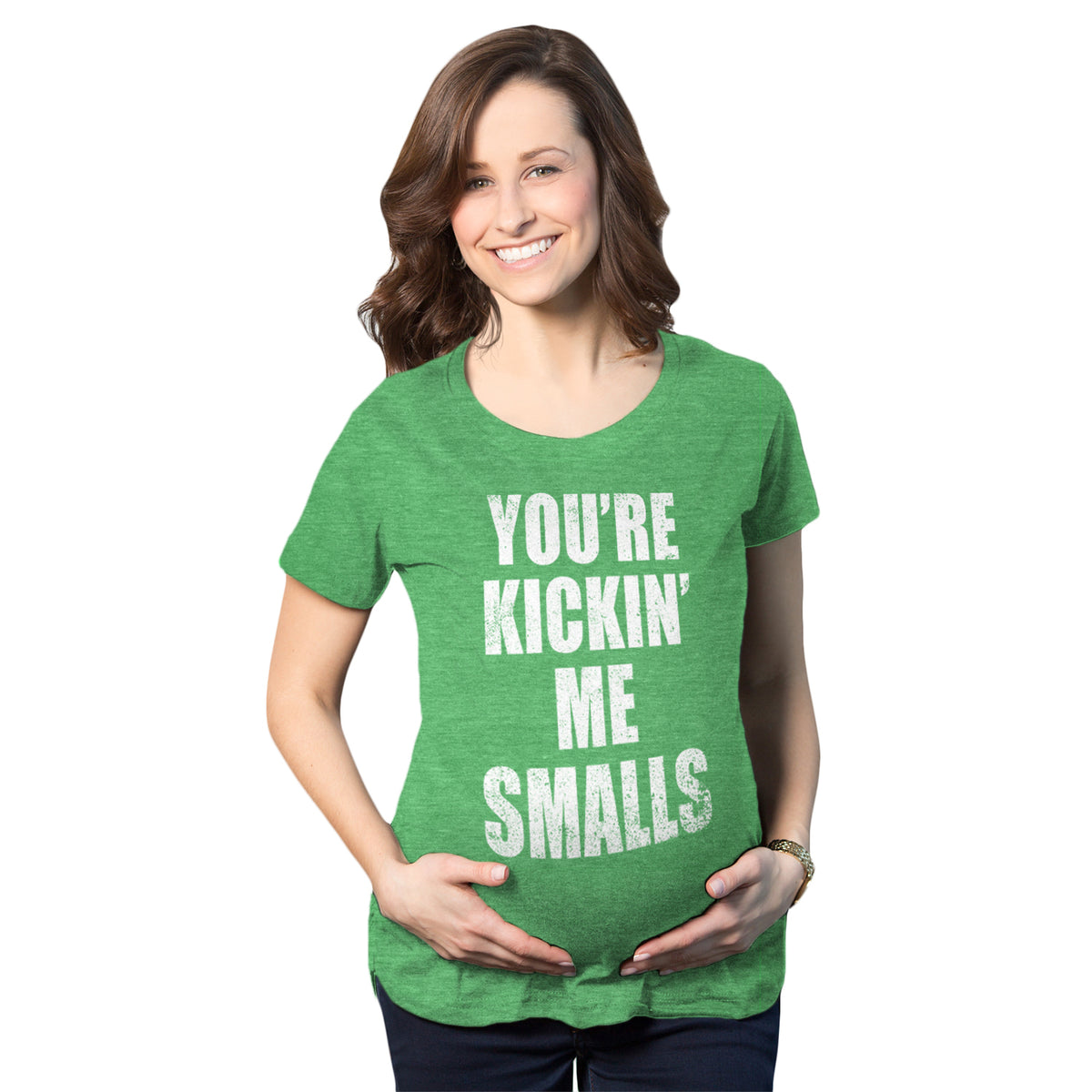 Funny Heather Green Kickin’ Me Smalls Maternity T Shirt Nerdy TV &amp; Movies Baseball Tee