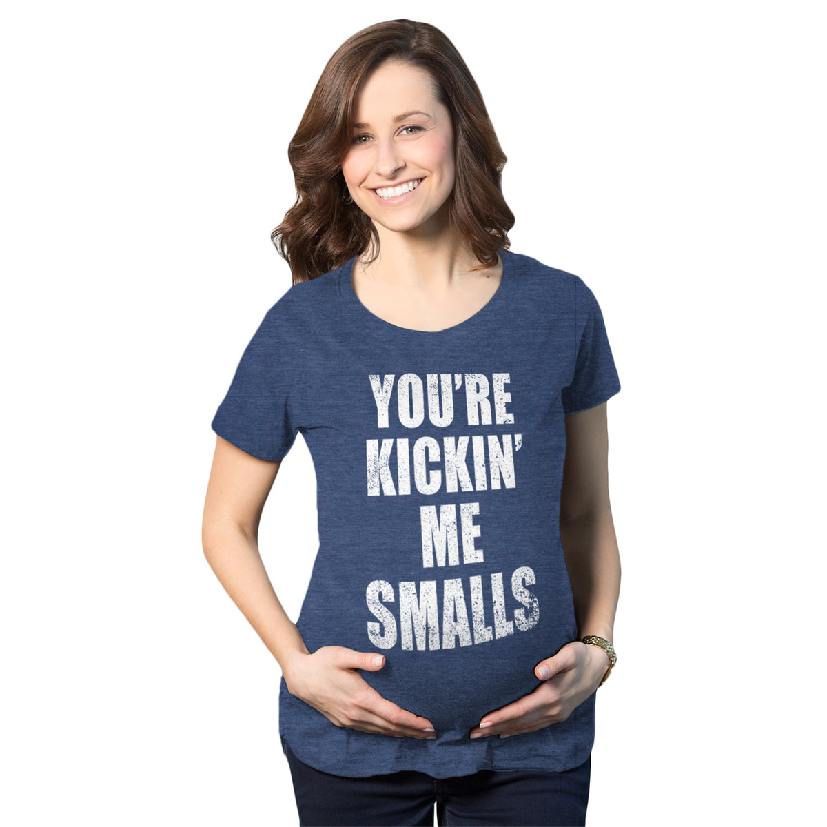 Funny Heather Navy Kickin’ Me Smalls Maternity T Shirt Nerdy TV &amp; Movies Baseball Tee