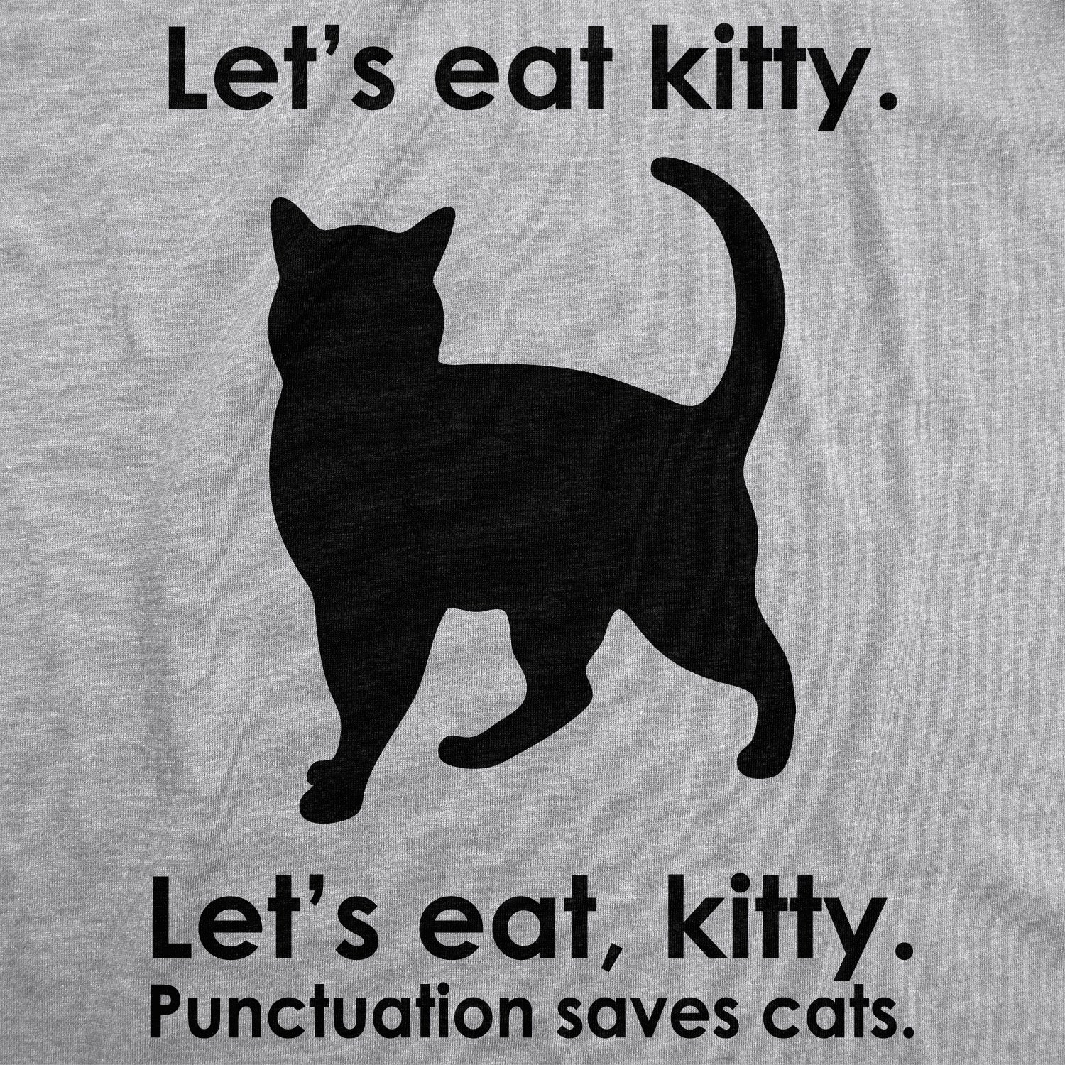 Funny Light Heather Grey Let's Eat Kitty Womens T Shirt Nerdy Cat Tee