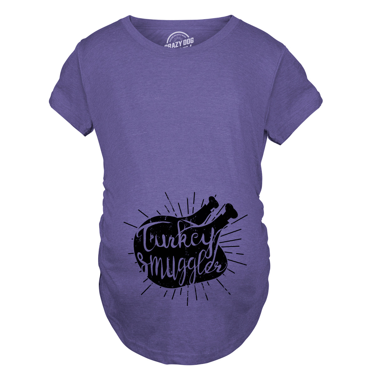 Funny Heather Purple Turkey Smuggler Maternity T Shirt Nerdy Thanksgiving Tee