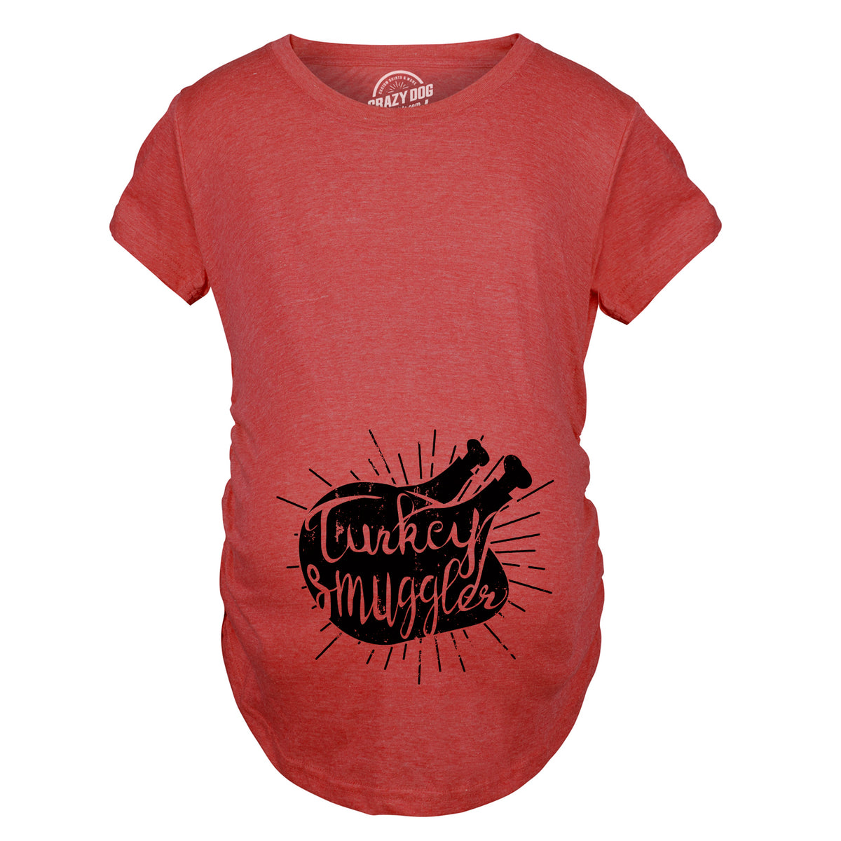 Funny Heather Red Turkey Smuggler Maternity T Shirt Nerdy Thanksgiving Tee