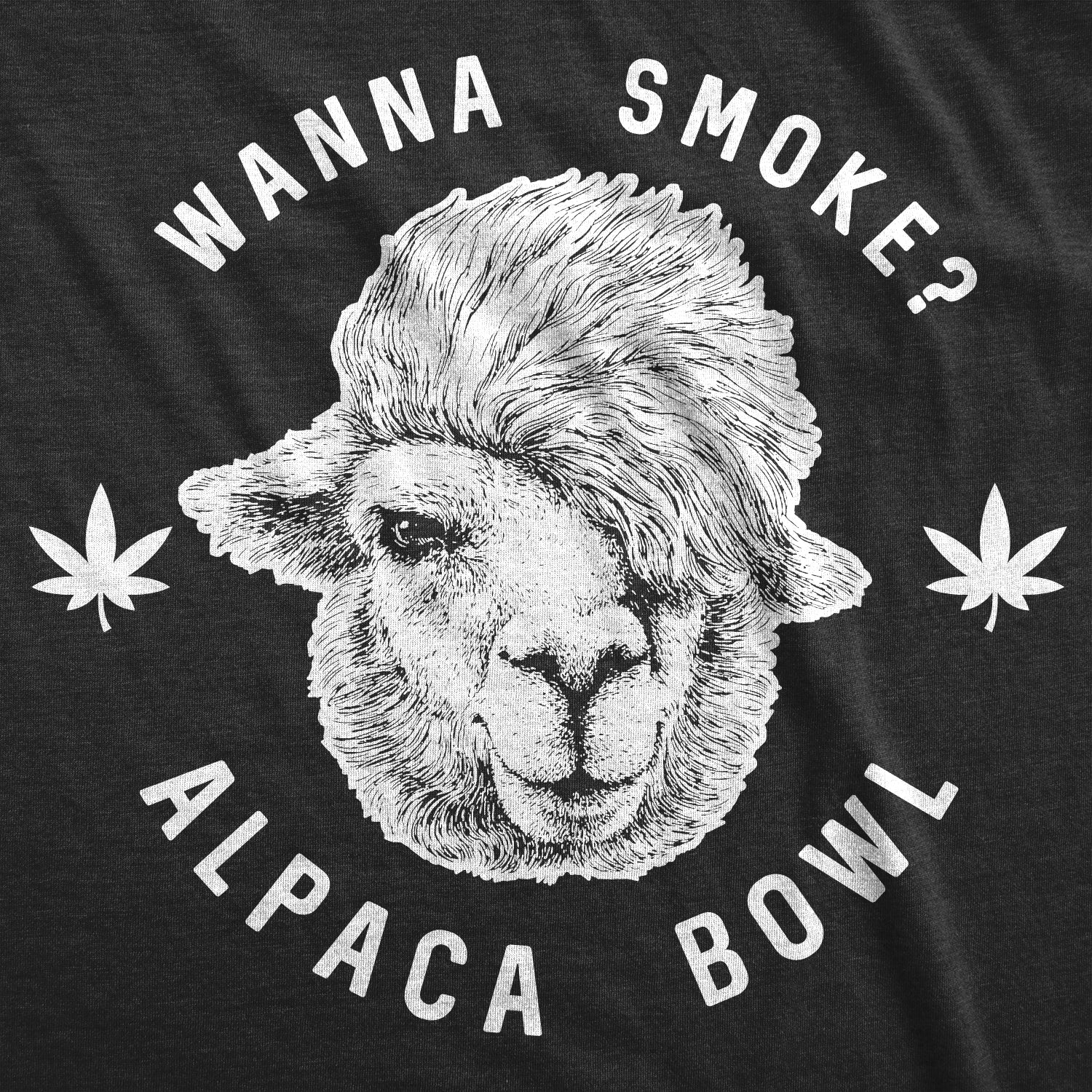 Funny Heather Black Wanna Smoke Alpaca Bowl Mens T Shirt Nerdy 420 Tee